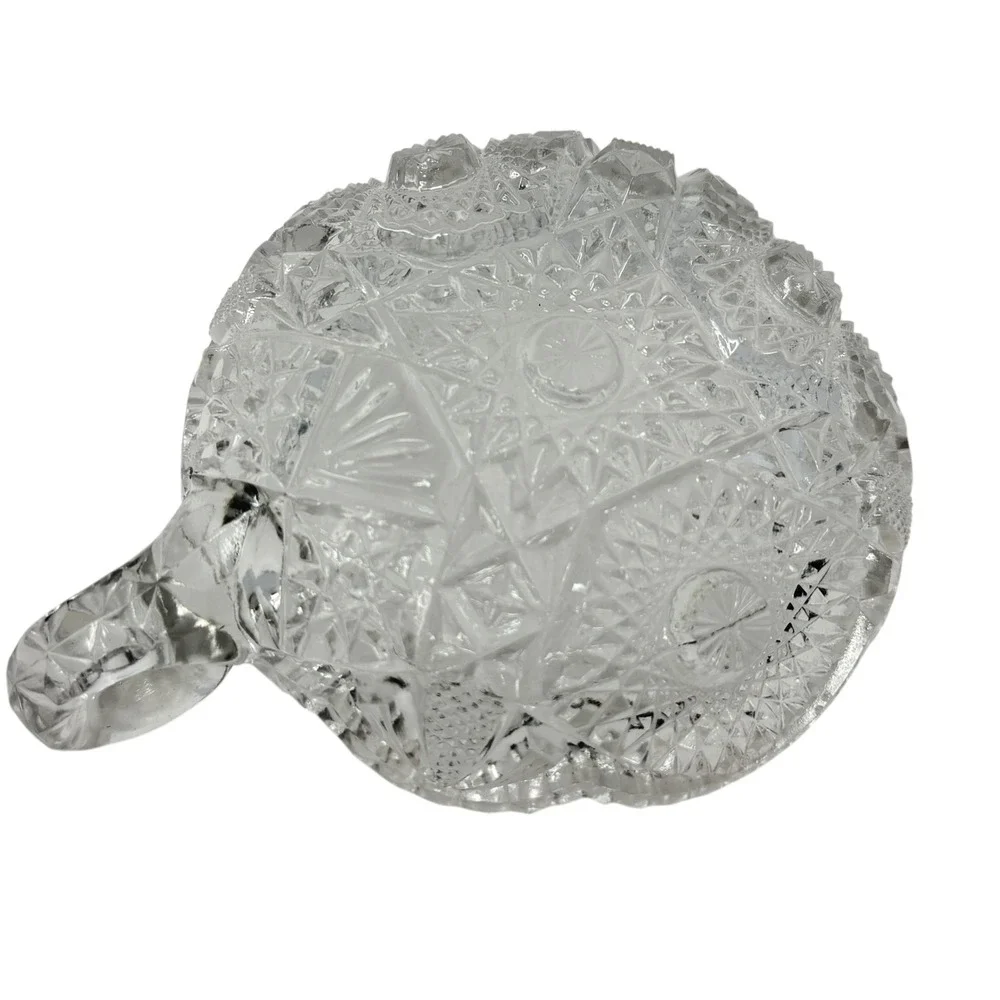 Vintage EAPG Nucut Glass Nappy Dish Imperial‎ Clear Hobstar Handle 5.5